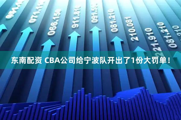 东南配资 CBA公司给宁波队开出了1份大罚单！